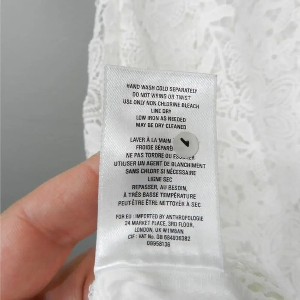 Anthropologie Charleston Lace Mini Dress Sz 0 White Rehearsal Wedding Engagement